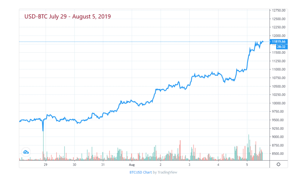 Bitcoin Price July 29 - August 5, 2019